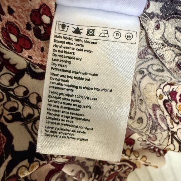 ba&sh Zarry Ecru Top Burgundy Multi Size 2 XS 100% Viscose - Picture 8 of 11